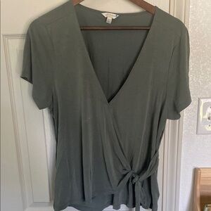 Lucky Olive Green Faux Wrap Top